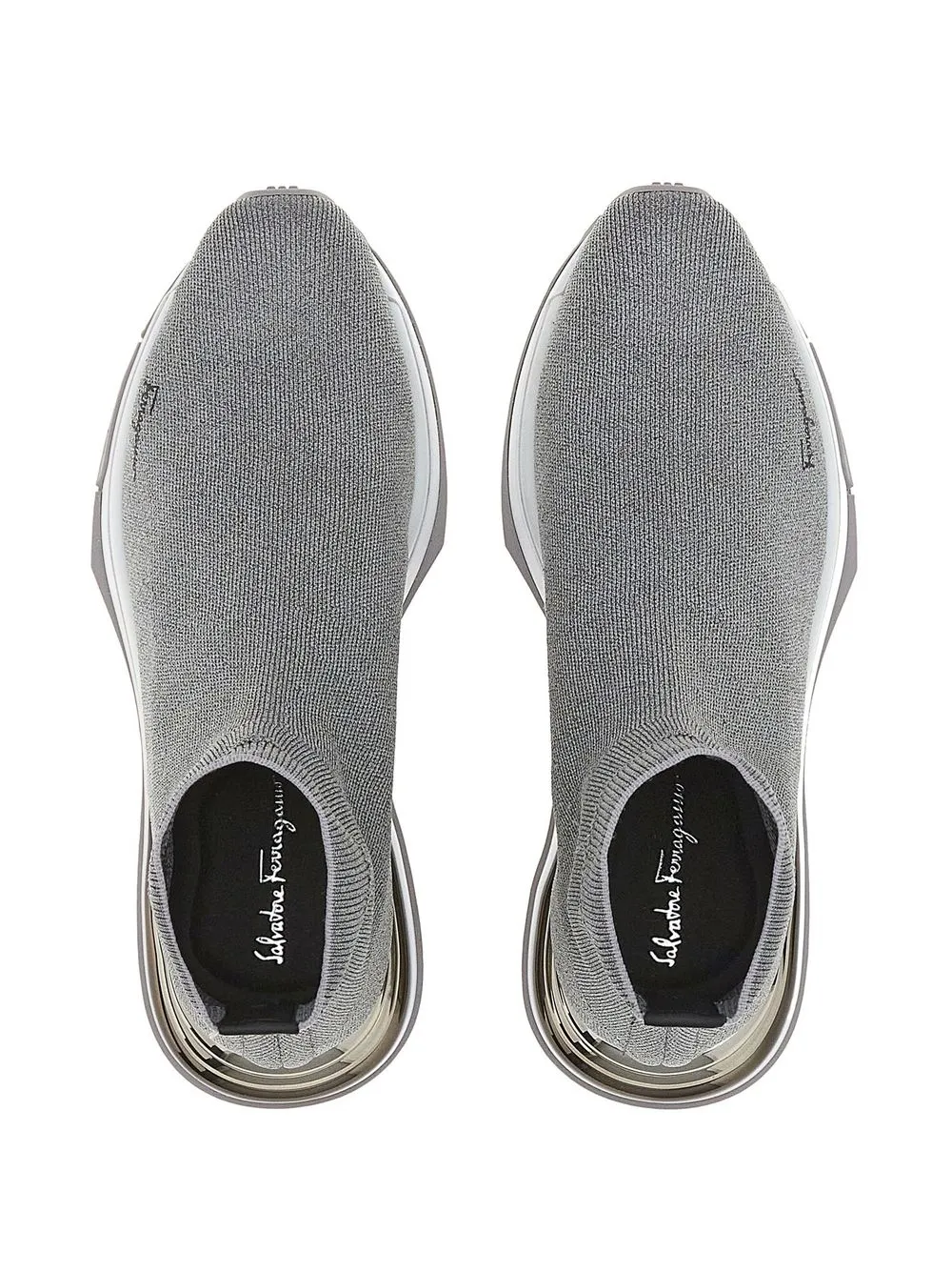Ferragamo Logo-Print Sock Sneaker Grey