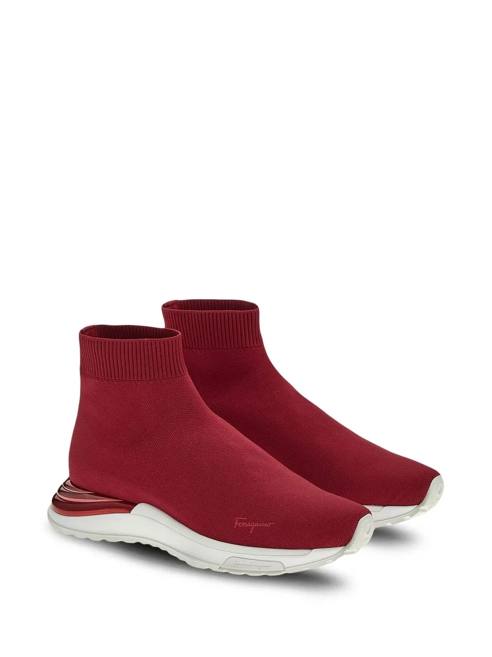 Ferragamo Logo-Print Slip-On Sneakers Red